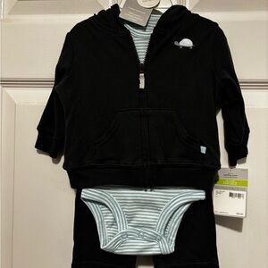 NWT Carter's Blue Hoodie & pants Blue Striped Onesie Set of 3
